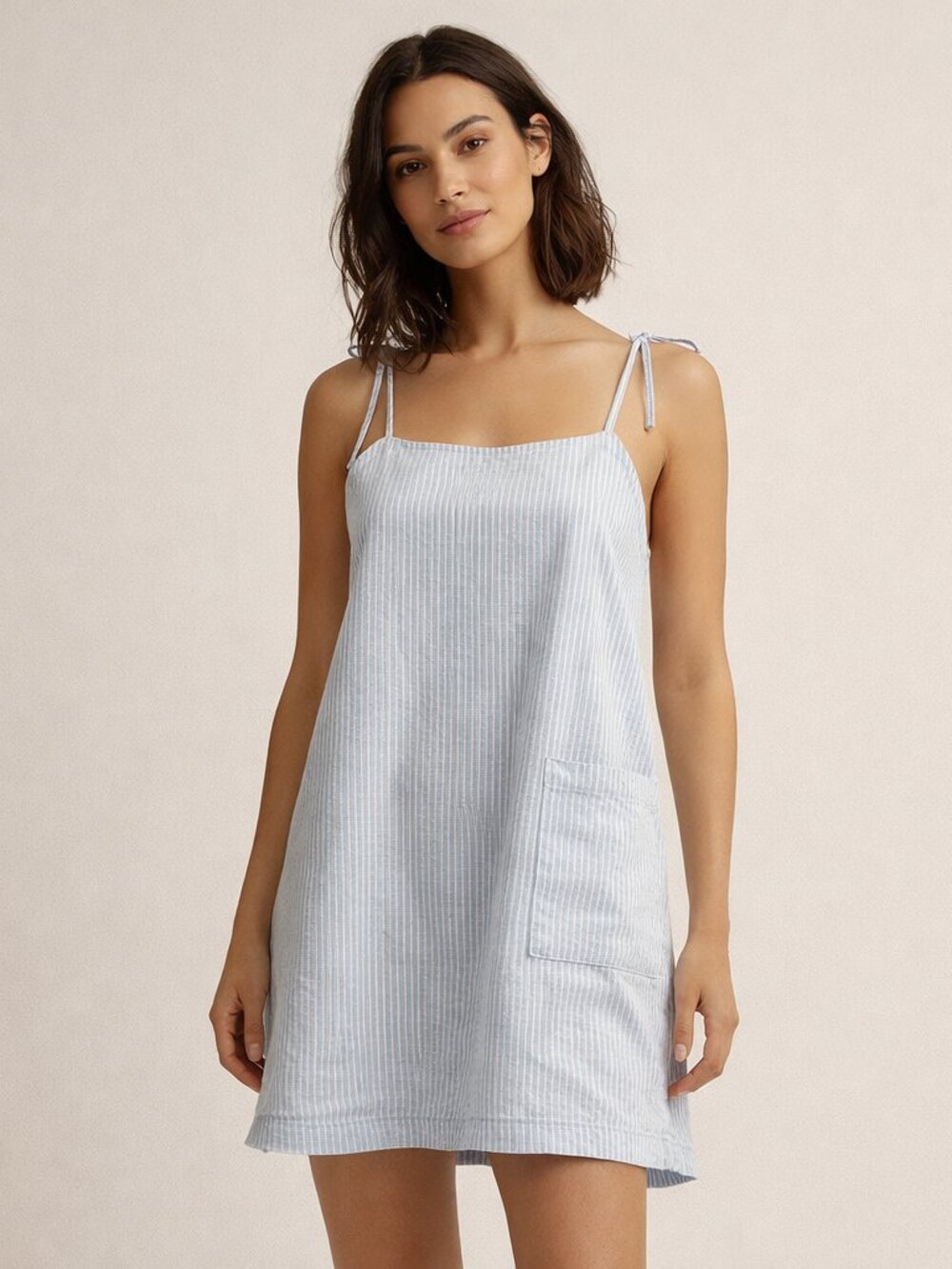 Mable Blue and White pinstripe mini dress Size Large - Picture 1 of 8